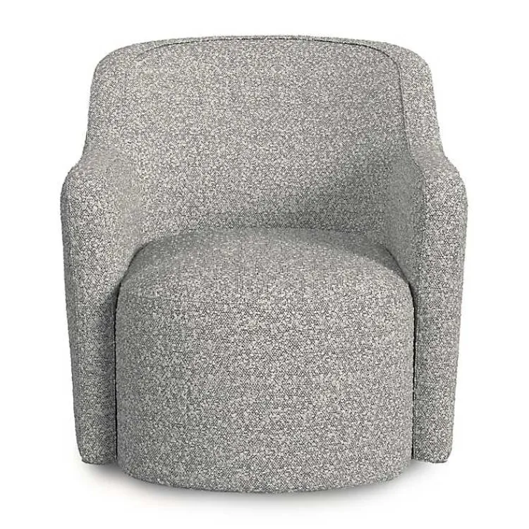 Kirklands Home Accent Chairs|Heather Boucle Swivel Barrel Accent Chair Gray