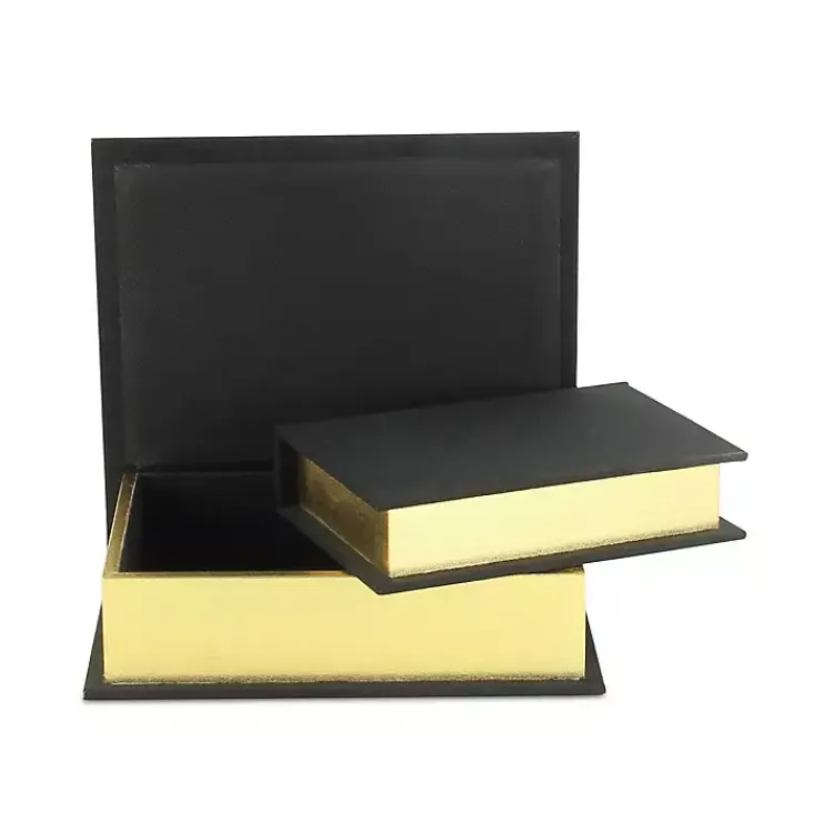 Best Heathered Linen Book Boxes, Set of 2 Baskets & Boxes