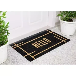 Kirklands Home Doormats|Hello Linear Doormat Black