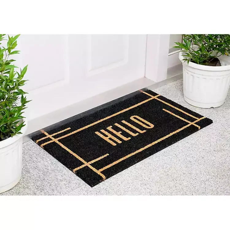 Kirklands Home Doormats|Hello Linear Doormat Black