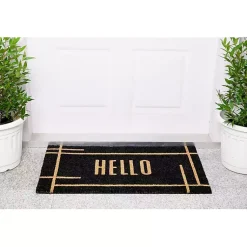 Kirklands Home Doormats|Hello Linear Doormat Black