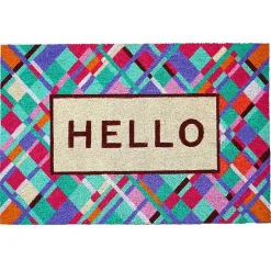Kirklands Home Doormats|Hello Colorful Diamond Doormat Blue