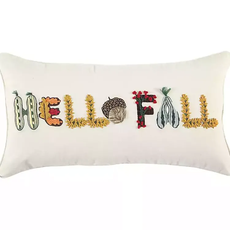 Hello Fall Embroidered Lumbar Pillow Fall