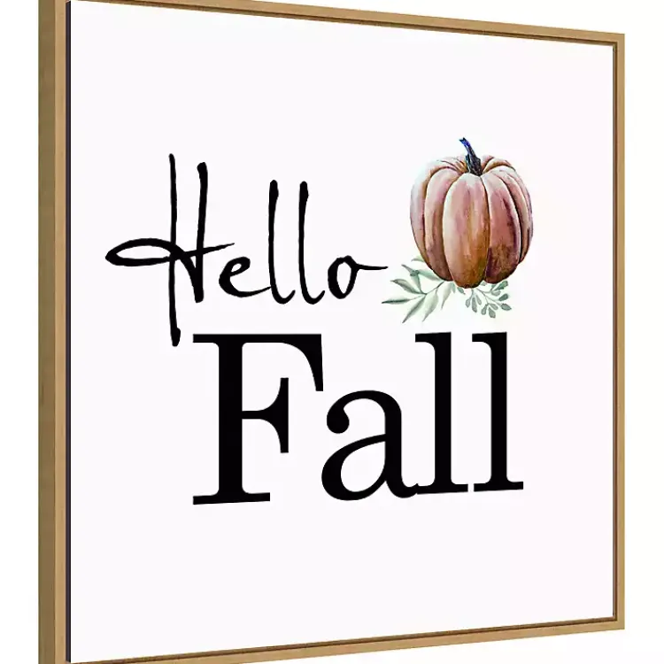 Online Hello Fall Pumpkin Typography Framed Wall Art Fall