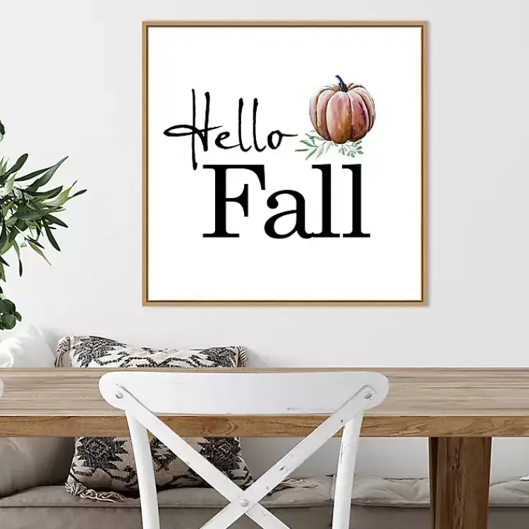 Online Hello Fall Pumpkin Typography Framed Wall Art Fall