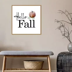 Online Hello Fall Pumpkin Typography Framed Wall Art Fall