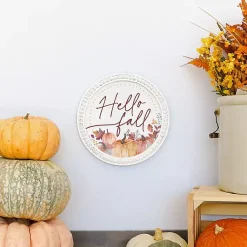 Best Hello Fall Round Beaded Framed Wall Plaque Fall