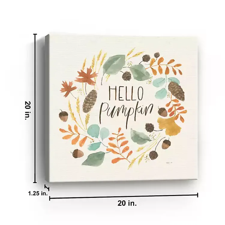 Online Hello Fall Wreath Harvest Canvas Wall Plaque Fall