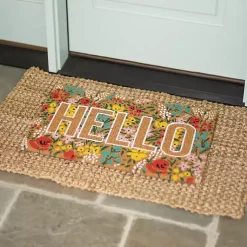 Kirklands Home Doormats|Hello Floral Coir Doormat Multi