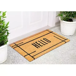 Kirklands Home Doormats|Hello Natural Linear Doormat Brown