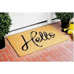 Kirklands Home Doormats|Hello Script Natural Doormat Brown