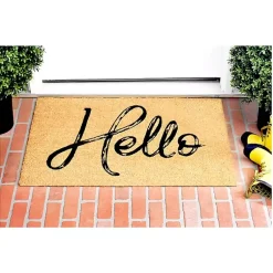 Kirklands Home Doormats|Hello Script Natural Doormat Brown