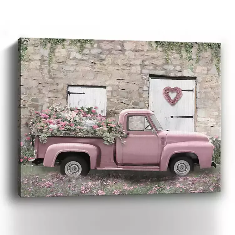 Online Hideaway Pink Truck Canvas Art Print Valentines Day Decorations