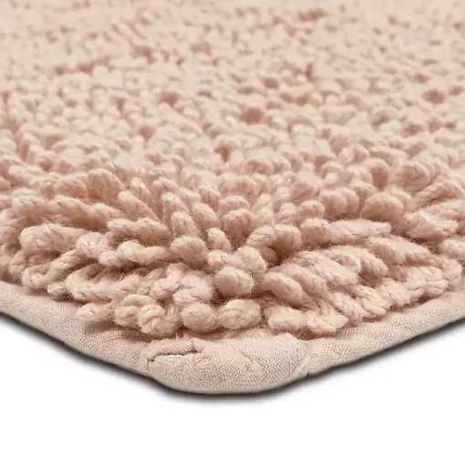 Kirklands Home Bathroom Rugs|High Pile Blush Cotton Non-Skid Classic Bath Mat Pink