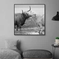 Kirklands Home Canvas Art|Highland Courting Framed Canvas Art Print Gray