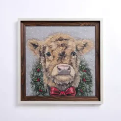 Outlet Highland Cow Wreath Framed Art Print Christmas Art & Wall Decor