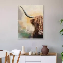 Kirklands Home Canvas Art|Highland Framed Canvas Art Print Brown