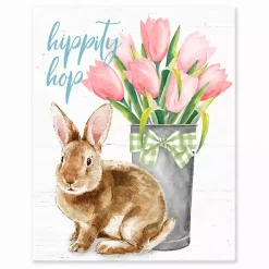 Sale Hippity Hop Rabbit Tabletop Canvas Art Print Easter Decorations