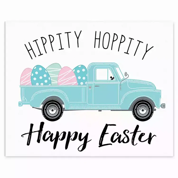 Discount Hippity Hoppity Blue Truck Easel Back Canvas Easter Decorations