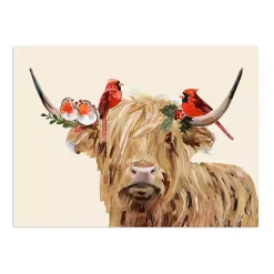Clearance Holiday Cow Canvas Art Print Christmas Art & Wall Decor