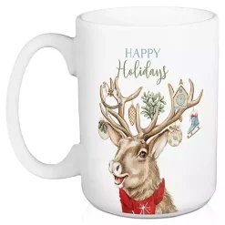 Discount Holiday Deer & Snowflakes Christmas Mugs, Set of 2 Christmas Dining & Entertaining