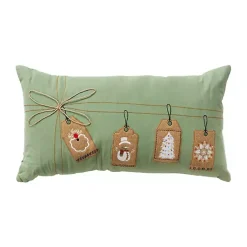 Clearance Holiday Gift Tags Embroidered Lumbar Pillow Christmas Pillows