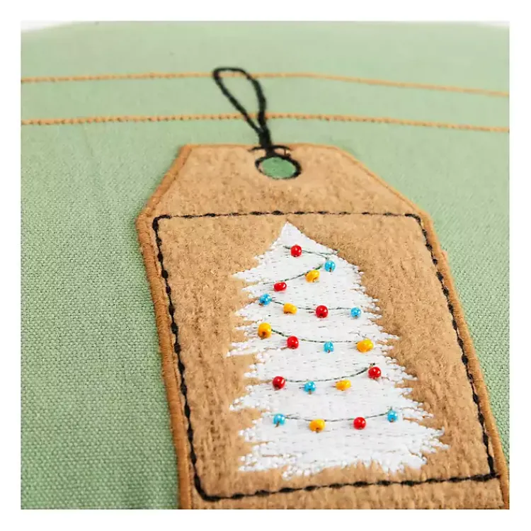 Clearance Holiday Gift Tags Embroidered Lumbar Pillow Christmas Pillows