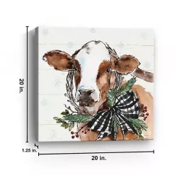 Discount Holiday on the Farm Cow Canvas Art Print Christmas Art & Wall Decor