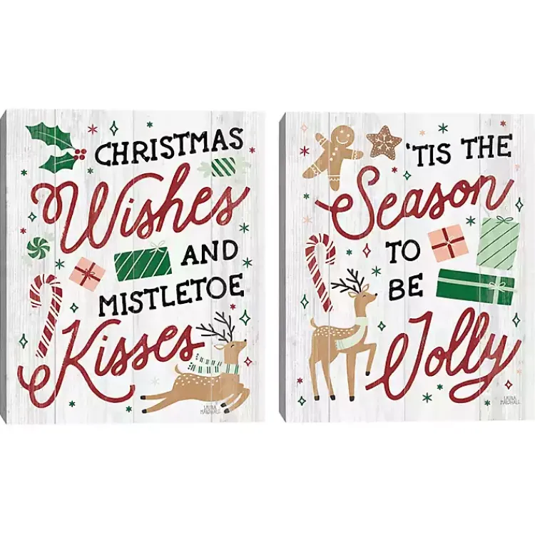 Online Holiday Phrase Canvas Art Prints, Set of 2 Christmas Art & Wall Decor