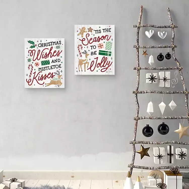 Online Holiday Phrase Canvas Art Prints, Set of 2 Christmas Art & Wall Decor