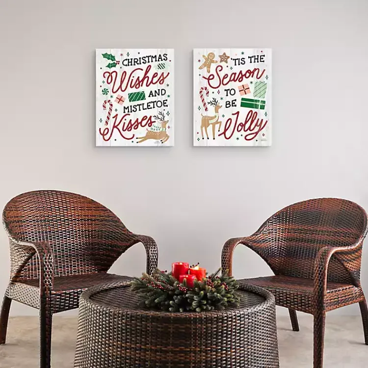 Online Holiday Phrase Canvas Art Prints, Set of 2 Christmas Art & Wall Decor