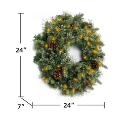 Hot Holiday Pine Needle Cabin Pre-Lit Wreath Wreaths