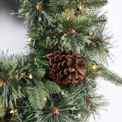 Hot Holiday Pine Needle Cabin Pre-Lit Wreath Wreaths