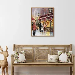 Holiday Shoppers in Snow Christmas Wall Plaque Christmas Art & Wall Decor