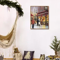 Holiday Shoppers in Snow Christmas Wall Plaque Christmas Art & Wall Decor