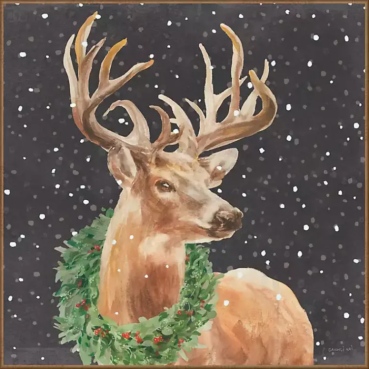 Discount Holiday Stag Framed Canvas Art Print Christmas Art & Wall Decor