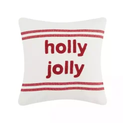 New Holly Jolly Double Stripe Christmas Throw Pillow Pillows