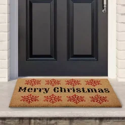 Holly Red Snowflake Christmas Doormat Outdoor Christmas Decorations