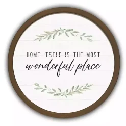 Kirklands Home Wall Quotes & Signs|Home is Wonderful Round Framed Plaque Brown