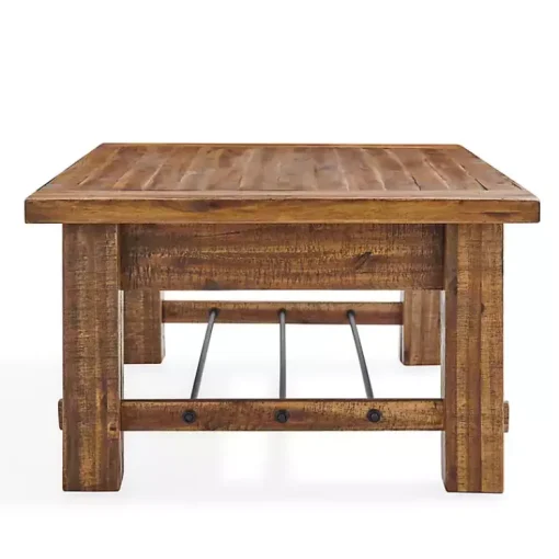 Kirklands Home Coffee Tables|Honey Acacia Wood Coffee Table with Metal Bars Tan