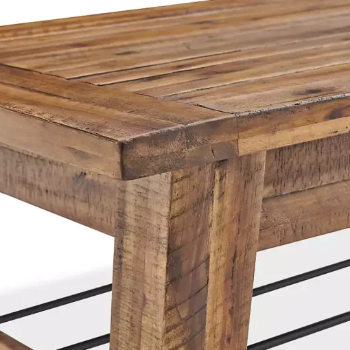 Kirklands Home Coffee Tables|Honey Acacia Wood Coffee Table with Metal Bars Tan