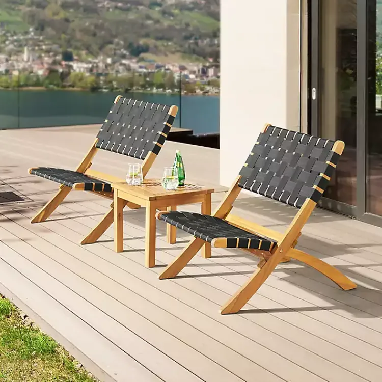 Kirklands Home Outdoor Sets|Honey Acacia Wood Low Slung 3-pc. Bistro Set