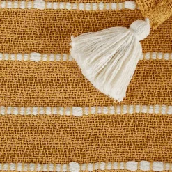 Discount Honey Gold Slub Stripe Decorative Throw Blankets & Throws