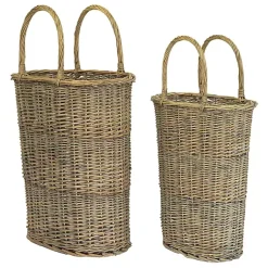 Clearance Honey Wicker Tall Oval Baskets, Set of 2 Baskets & Boxes