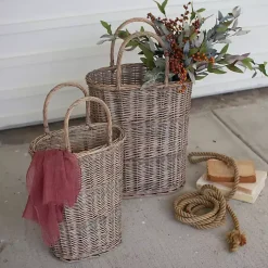 Clearance Honey Wicker Tall Oval Baskets, Set of 2 Baskets & Boxes