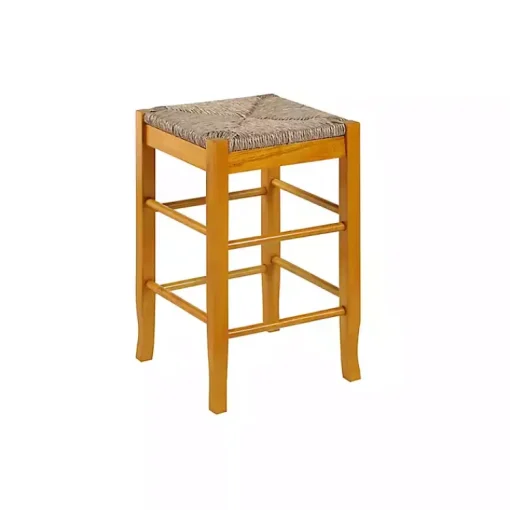 Kirklands Home Bar Stools & Counter Height Stools|Honey Wood and Woven Rush Counter Stool Tan