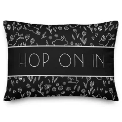 Best Hop On In Bunny Pattern Outdoor Throw Pillow Easter Decorations