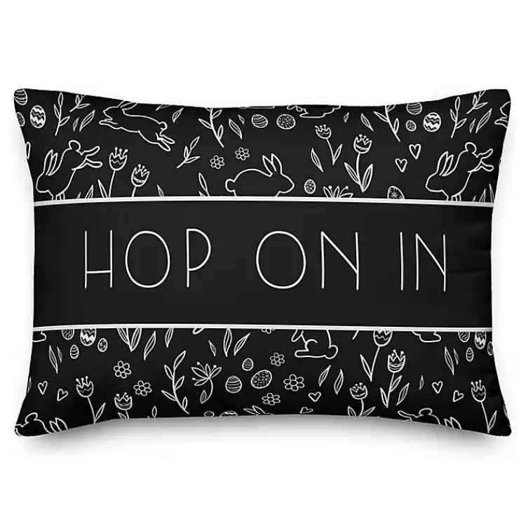 Best Hop On In Bunny Pattern Outdoor Throw Pillow Easter Decorations