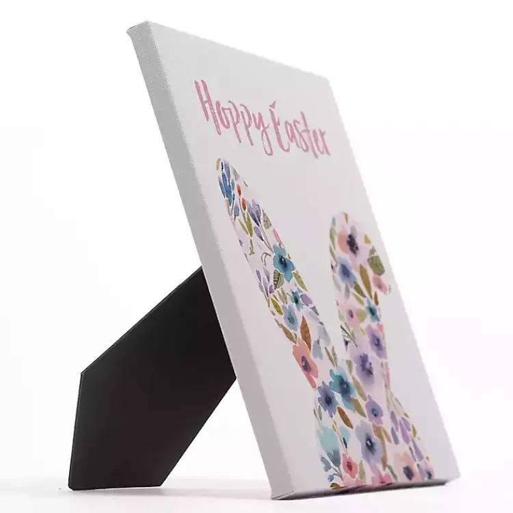 Hoppy Easter Floral Bunny Table Canvas Art Print Easter Decorations