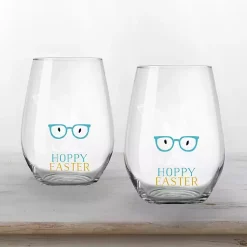 Best Hoppy Easter Stemless Wine Glasses, Set of 2 Easter Decorations